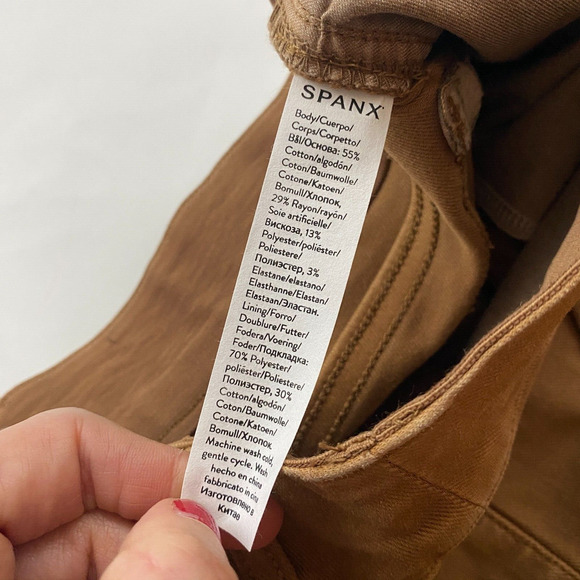 NWT SPANX Stretch Twill Ankle Cargo Pant Honey Glow Sz PS Petite Small Stretch - Picture 9 of 9